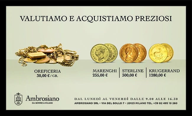Compro Oro, Argento, Orologi di Lusso, Monete a Milano - Ambrosiano Srl