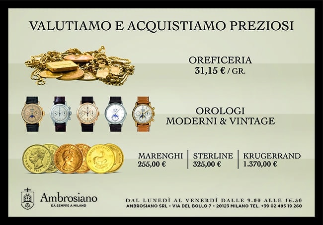 Compro Oro, Argento, Orologi di Lusso, Monete a Milano - Ambrosiano Srl